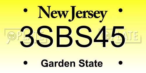 3SBS45 New Jersey License Plate