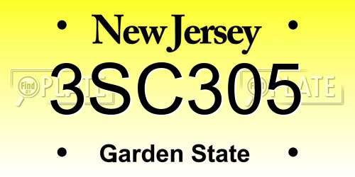 3SC305 New Jersey License Plate