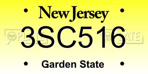3SC516 New Jersey License Plate