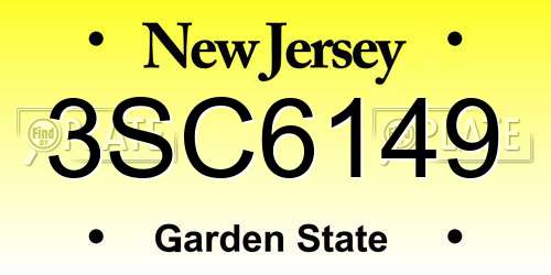 3SC6149 New Jersey License Plate