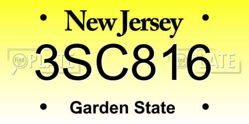 3SC816 New Jersey License Plate