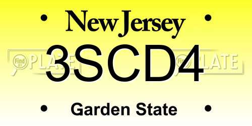 3SCD4 New Jersey License Plate