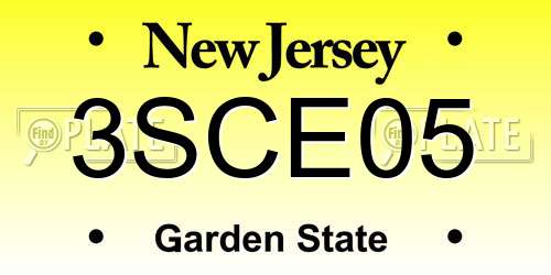 3SCE05 New Jersey License Plate