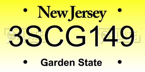 3SCG149 New Jersey License Plate
