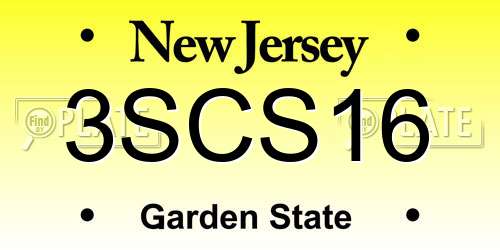 3SCS16 New Jersey License Plate