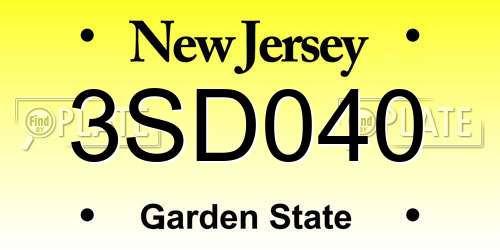 3SD040 New Jersey License Plate