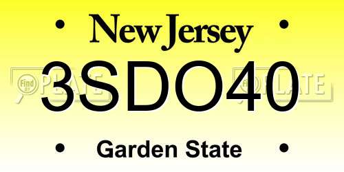 3SDO40 New Jersey License Plate