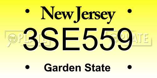 3SE559 New Jersey License Plate