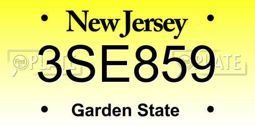 3SE859 New Jersey License Plate