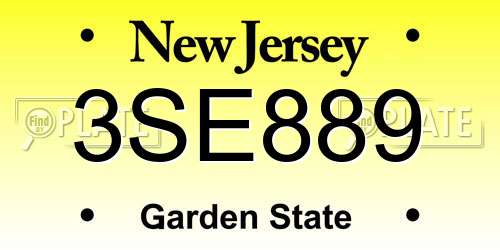 3SE889 New Jersey License Plate