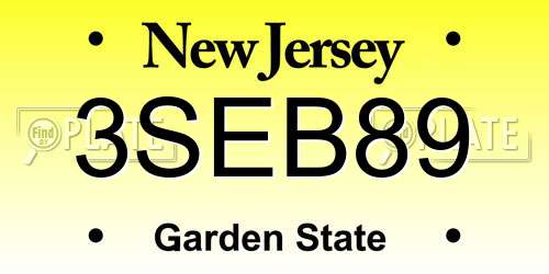 3SEB89 New Jersey License Plate