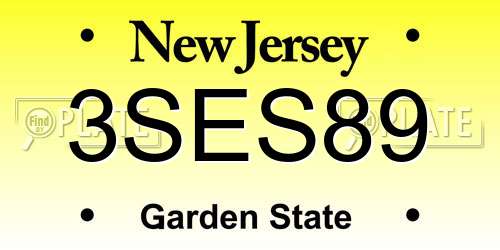 3SES89 New Jersey License Plate
