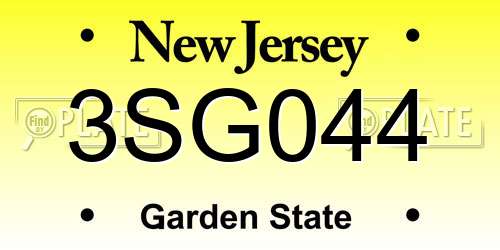 3SG044 New Jersey License Plate