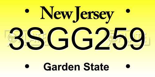3SGG259 New Jersey License Plate