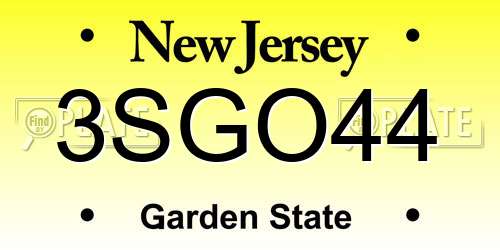 3SGO44 New Jersey License Plate