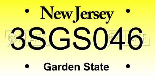 3SGS046 New Jersey License Plate
