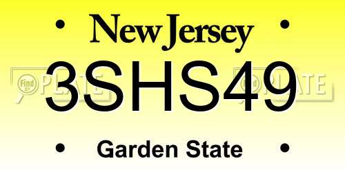 3SHS49 New Jersey License Plate