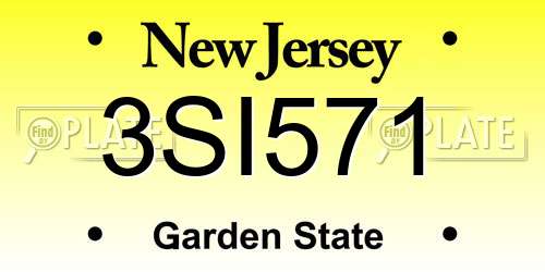 3SI571 New Jersey License Plate