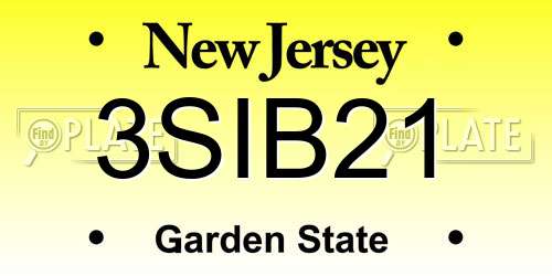 3SIB21 New Jersey License Plate