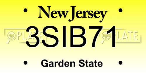 3SIB71 New Jersey License Plate