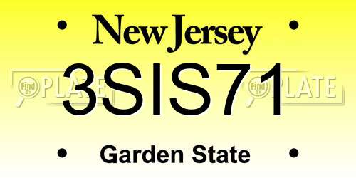 3SIS71 New Jersey License Plate