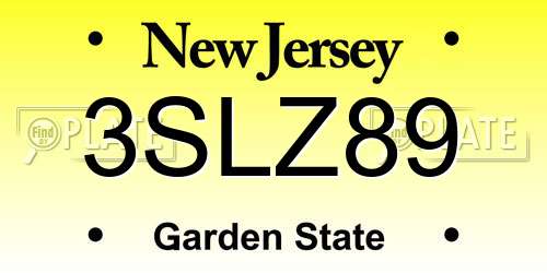 3SLZ89 New Jersey License Plate
