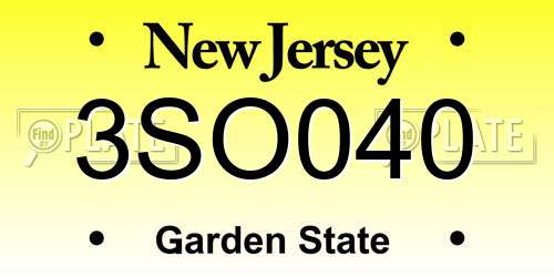 3SO040 New Jersey License Plate