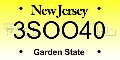 3SOO40 New Jersey License Plate