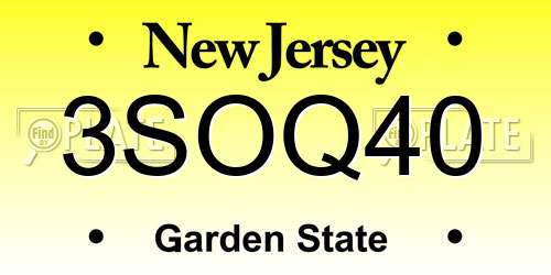 3SOQ40 New Jersey License Plate