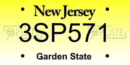 3SP571 New Jersey License Plate