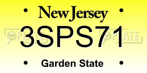 3SPS71 New Jersey License Plate