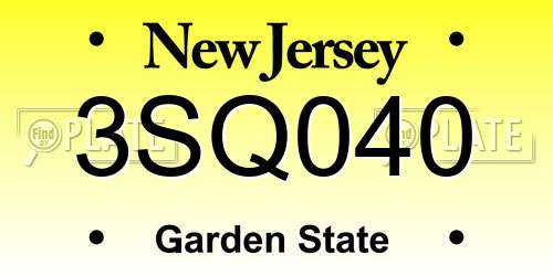 3SQ040 New Jersey License Plate