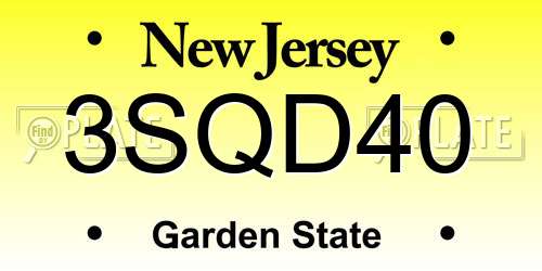 3SQD40 New Jersey License Plate