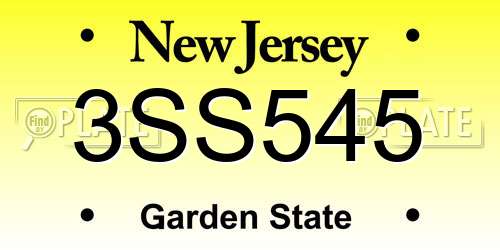 3SS545 New Jersey License Plate
