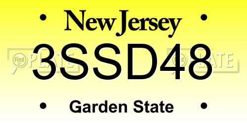 3SSD48 New Jersey License Plate