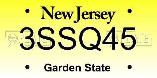 3SSQ45 New Jersey License Plate