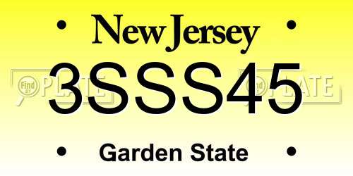 3SSS45 New Jersey License Plate