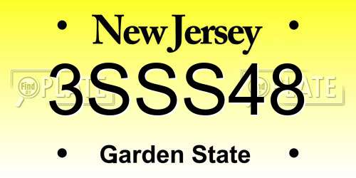 3SSS48 New Jersey License Plate