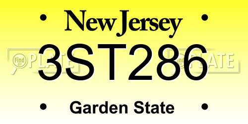 3ST286 New Jersey License Plate