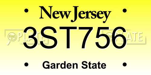 3ST756 New Jersey License Plate
