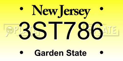 3ST786 New Jersey License Plate