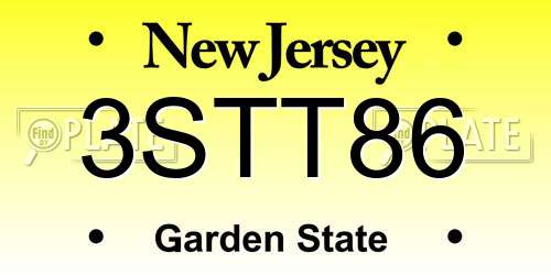 3STT86 New Jersey License Plate
