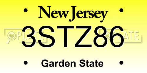 3STZ86 New Jersey License Plate