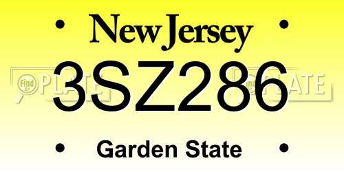 3SZ286 New Jersey License Plate