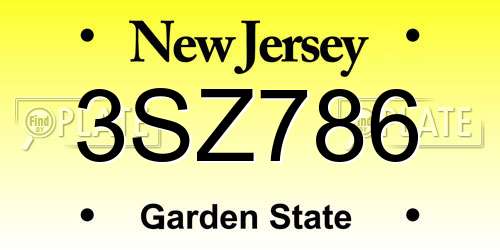 3SZ786 New Jersey License Plate