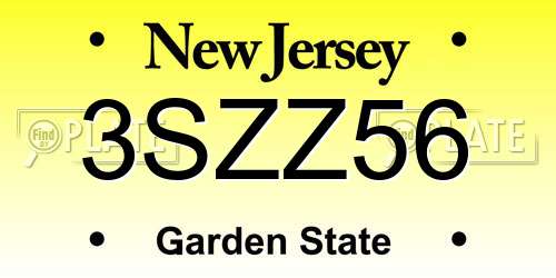 3SZZ56 New Jersey License Plate