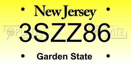 3SZZ86 New Jersey License Plate