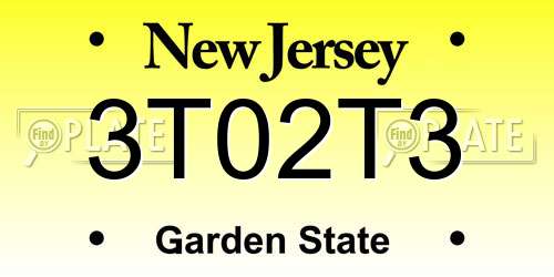3T02T3 New Jersey License Plate