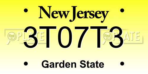 3T07T3 New Jersey License Plate