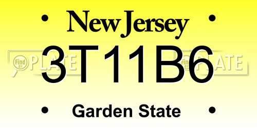 3T11B6 New Jersey License Plate